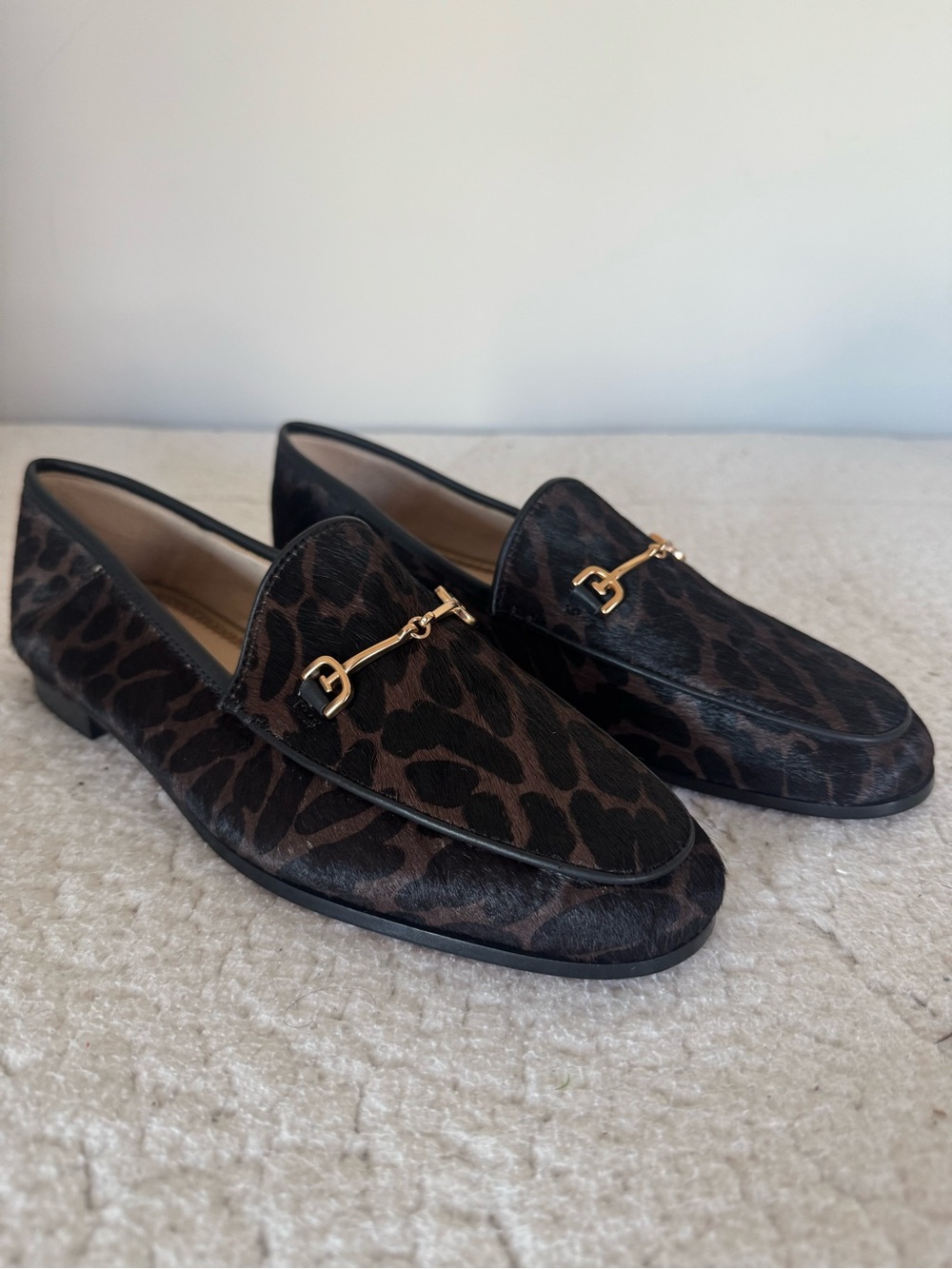 Sam Edelman Leopard Calf Hair Horsebit Loafers Women’s 6.5 NIB